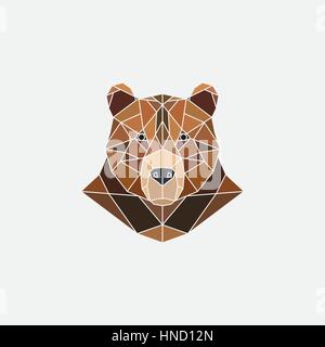 Brown bear portrait. Abstract polygonal design. Vector illustration. Stock Vector