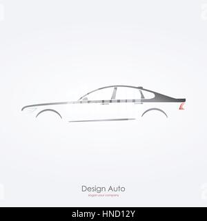 Gray car silhouette side view of luxury sedan. Abstract modern vehicle. Stock Vector