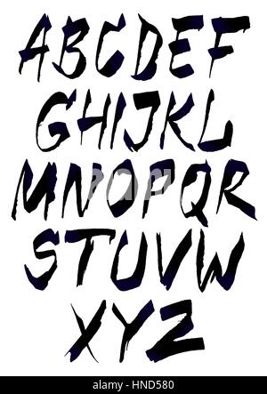 Black and blue cola pen calligraphy font Stock Vector