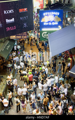 Crowd, crowded, Lan Kwai Fong, famous for its bars and nightlife,Hong Kong, China Stock Photo