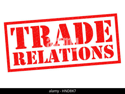 TRADE RELATIONS red Rubber Stamp over a white background. Stock Photo