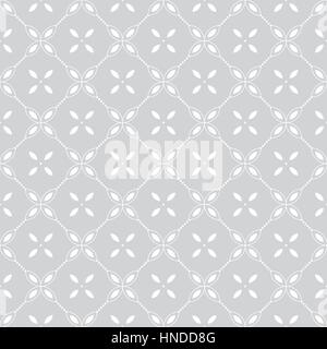 Seamless pattern. Classical geometrical texture with flowers and dotted line. Monochrome. Repeating geometrical shapes. Ovals, ellipses, dots. Backdro Stock Vector
