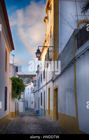 narrow street in the historic city of Evora Portugal Stock Photo