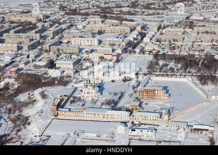 Dalmatovo Assumption Monastery in winter, top view Stock Photo