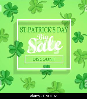 Saint Patricks Day Sale poster template. Vector illustration. Stock Vector