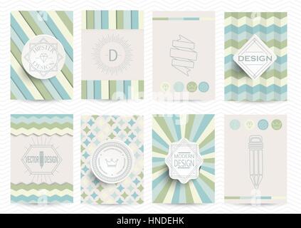 Set of Retro Insignias, Logotypes, brochures in vintage style. Vector design templates. Stock Vector