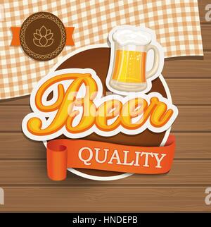 Vintage beer quality emblem, label and design element, vector illustration. Stock Vector