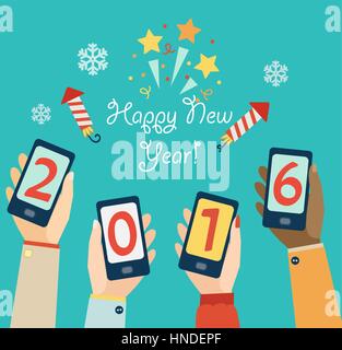 Xmas and New Year holidays design. Flat vector illustration. Concept for mobile apps. Stock Vector