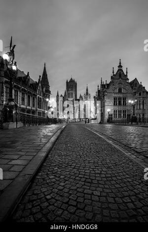 Belfry is one of the three towers of Ghent Stock Photo