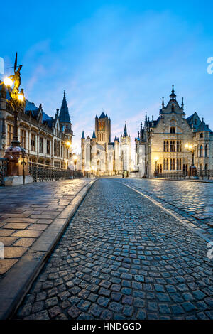 Belfry is one of the three towers of Ghent Stock Photo