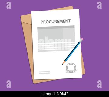 signing procurement agreement stamped paper with pen and folder document on top of table Stock Vector