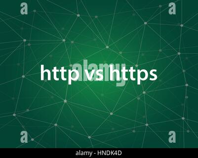 difference between http vs https concept where HTTPS is the secure version of HTTP Stock Vector