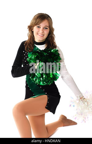 Teen girl in Poms uniform Stock Photo