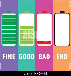 Different level of battery charge, vector illustration Stock Vector