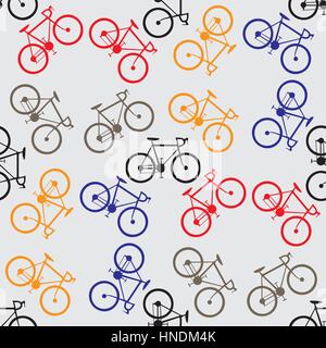 Seamless pattern colorful bicycles . Seamless pattern can be used for wallpaper, pattern fills, web page backgrounds, surface textures. Stock Vector