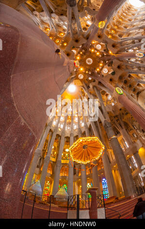The alter of La Sagrada Familia church designed by Antoni Gaudí in Barcelona Stock Photo