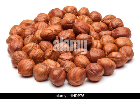 Closeup of hazelnuts, isolated on the white background, clipping path included. Stock Photo