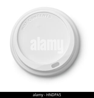 Plastic disposable top coffee cap isolated on white Stock Photo