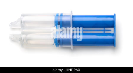 Top view of epoxy resin syringe isolated on white Stock Photo