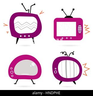 Retro television set. Cartoon illustration Stock Photo