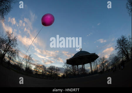 Clapham Common bandstand and a pink helium balloon Stock Photo