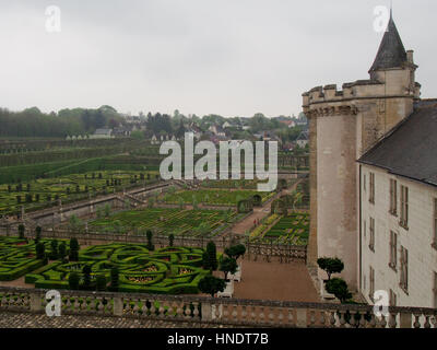 The formal gardens of Villandry Chateau in the Loire Valley of France. Stock Photo