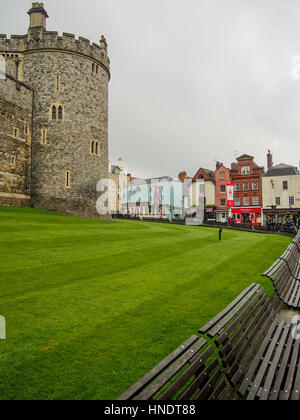 Medieval Windsor Castle in the quaint town of Windsor near London, England.