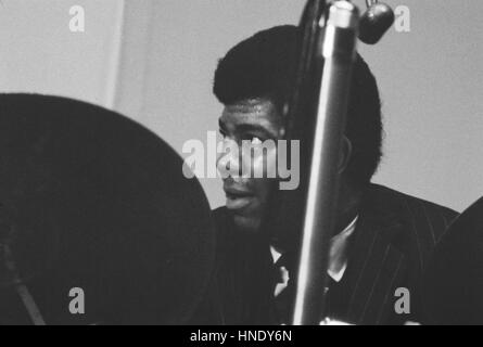 Jack DeJohnette performing with the Charles Lloyd Quartet at the International Jazz Festival at Tallinn, 1967. This performance was released on the album titled Charles Lloyd in the Soviet Union Stock Photo