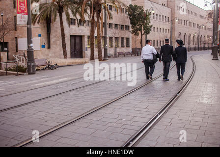 Sabbath day, in Yafo street also called Jaffa street, Jerusalem, Israel Stock Photo