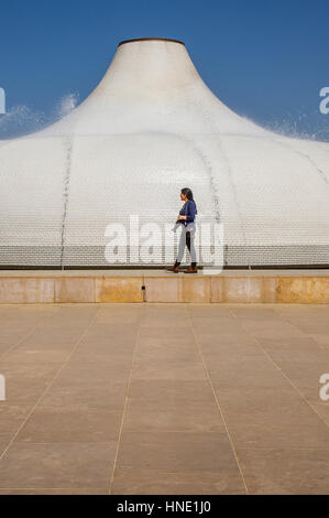 Tourist in Israel Museum, Shrine of the Book, Jerusalem, Israel. Stock Photo