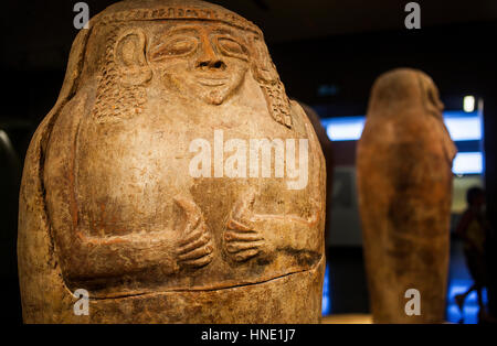 Human shaped coffins 13th century BCE,pottery, in  Israel Museum, Jerusalem, Israel Stock Photo