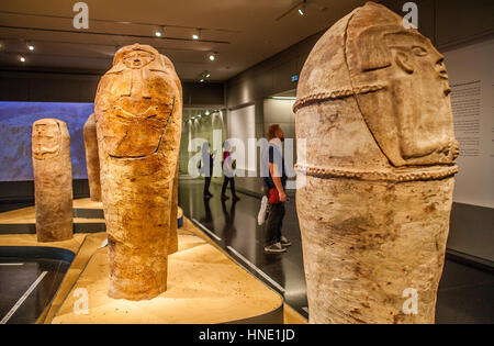 Human shaped coffins 13th century BCE,pottery, in  Israel Museum, Jerusalem, Israel Stock Photo