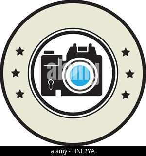 circular border with analog camera and stars vector illustration Stock ...