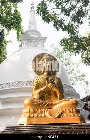 Buddha statue and stupa, Gangaramaya temple, Colombo, Sri Lanka Stock Photo