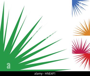 Starburst, sunburst background element in 5 color. Flash, blast shape with random, irregular lines Stock Vector