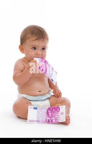 Model release, Kleinkind mit Geldscheinen, Symbolbild Kindergeld - little child with money Stock Photo