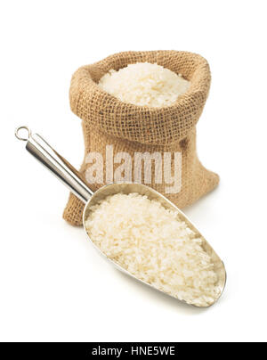 rice in scoop isolated on white background Stock Photo
