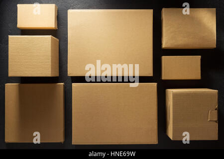 cardboard box on black background Stock Photo