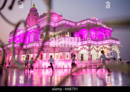 Prem Mandir ( love temple) Temple of Divine Love, Vrindavan, Mathura, Uttar Pradesh, India Stock Photo