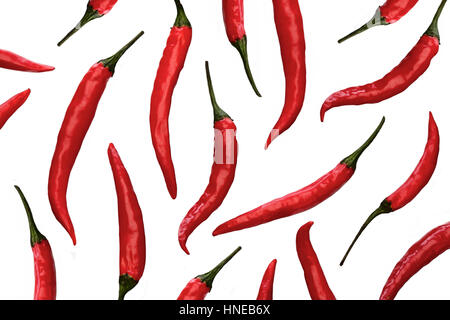 Red chili peppers on white background Stock Photo
