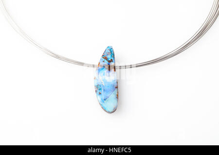 Opal stone  necklace isolated on white Stock Photo