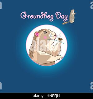 Bright fun graphics card for Groundhog Day Stock Vector