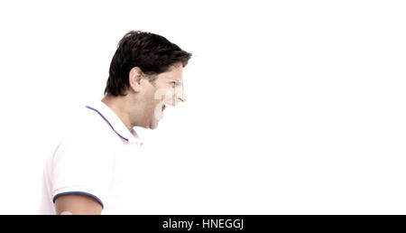 Angry man is shouting loud Stock Photo