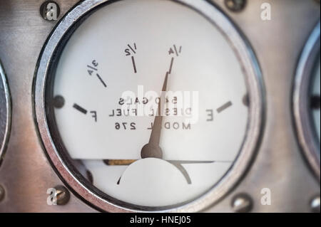 Close-up of diesel fuel gauge of yacht Stock Photo