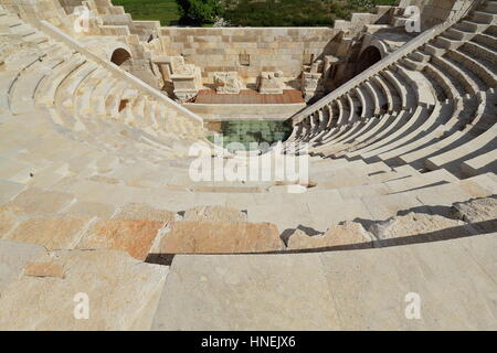 Bouleuterion-Lycian Assembly building dated in late Hellenistic period-Patara being Lycian League capital-modified as odeon in Roman era-continued ser Stock Photo