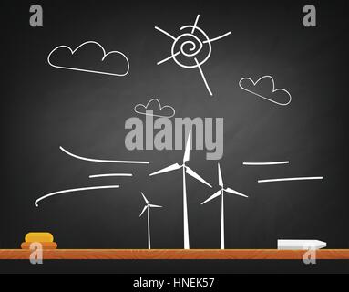 wind energy concept on blackboard Stock Vector