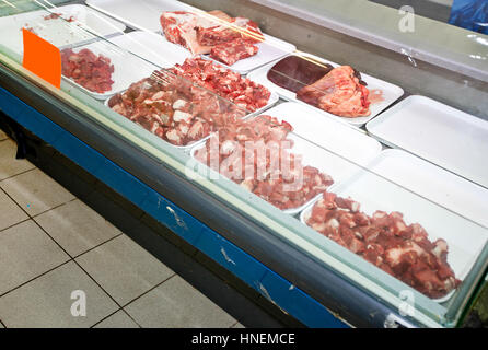 Red meat on display in supermarket Stock Photo