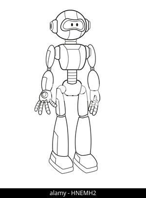 smart robot futuristic technology thin line vector illustration eps 10 Stock Vector