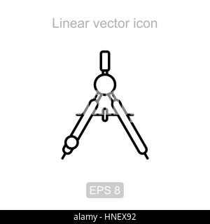 Drafting compass icon logo sign vector outline in black and white color ...