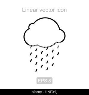 Icon of the rainy cloud in a linear style Stock Vector